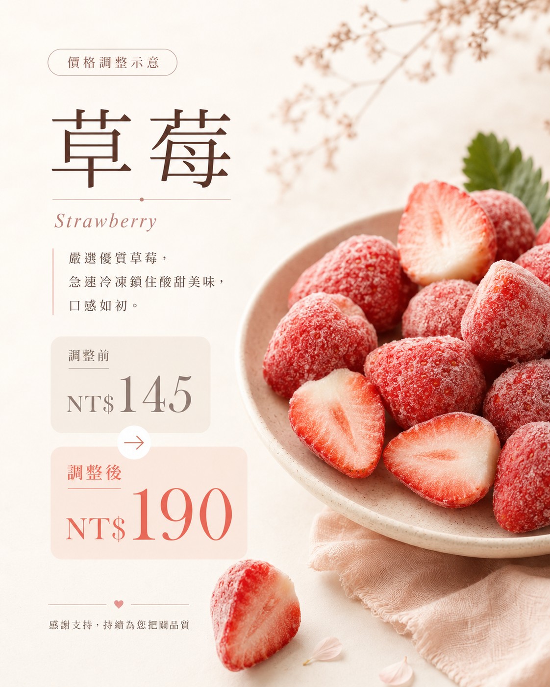 草莓價格調整示意圖